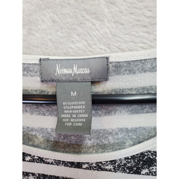 Neiman Marcus Shirt‎ Womens Medium Multi Striped Viscose Long Sleeve Round Neck - Picture 7 of 8